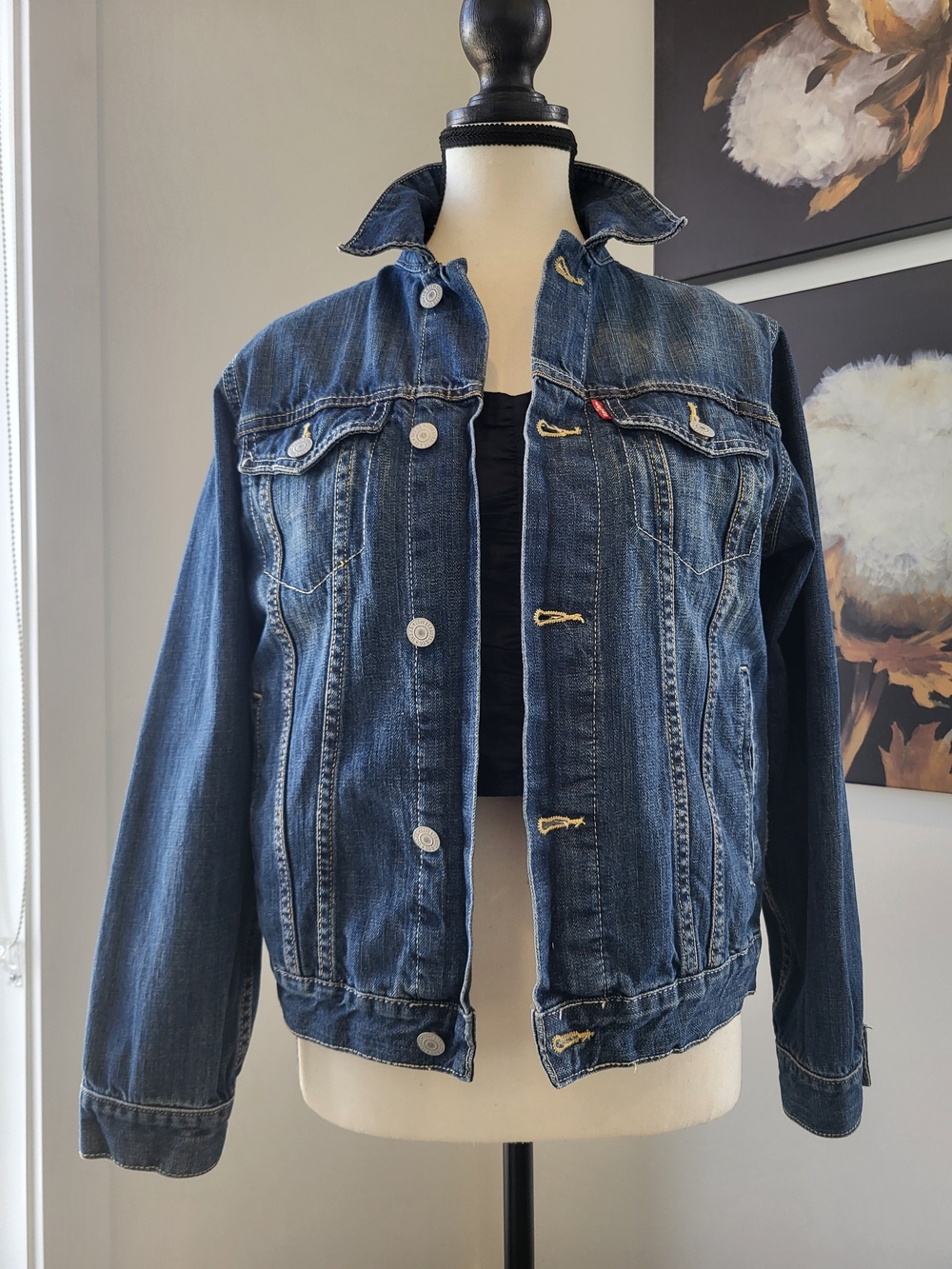 Levi's Light Blue Denim Jacket with Tan Leather Patch